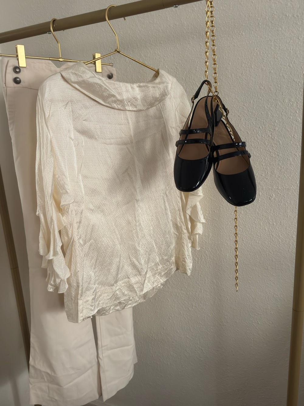 Vertigo Paris Silk Ruffle Sleeve Blouse